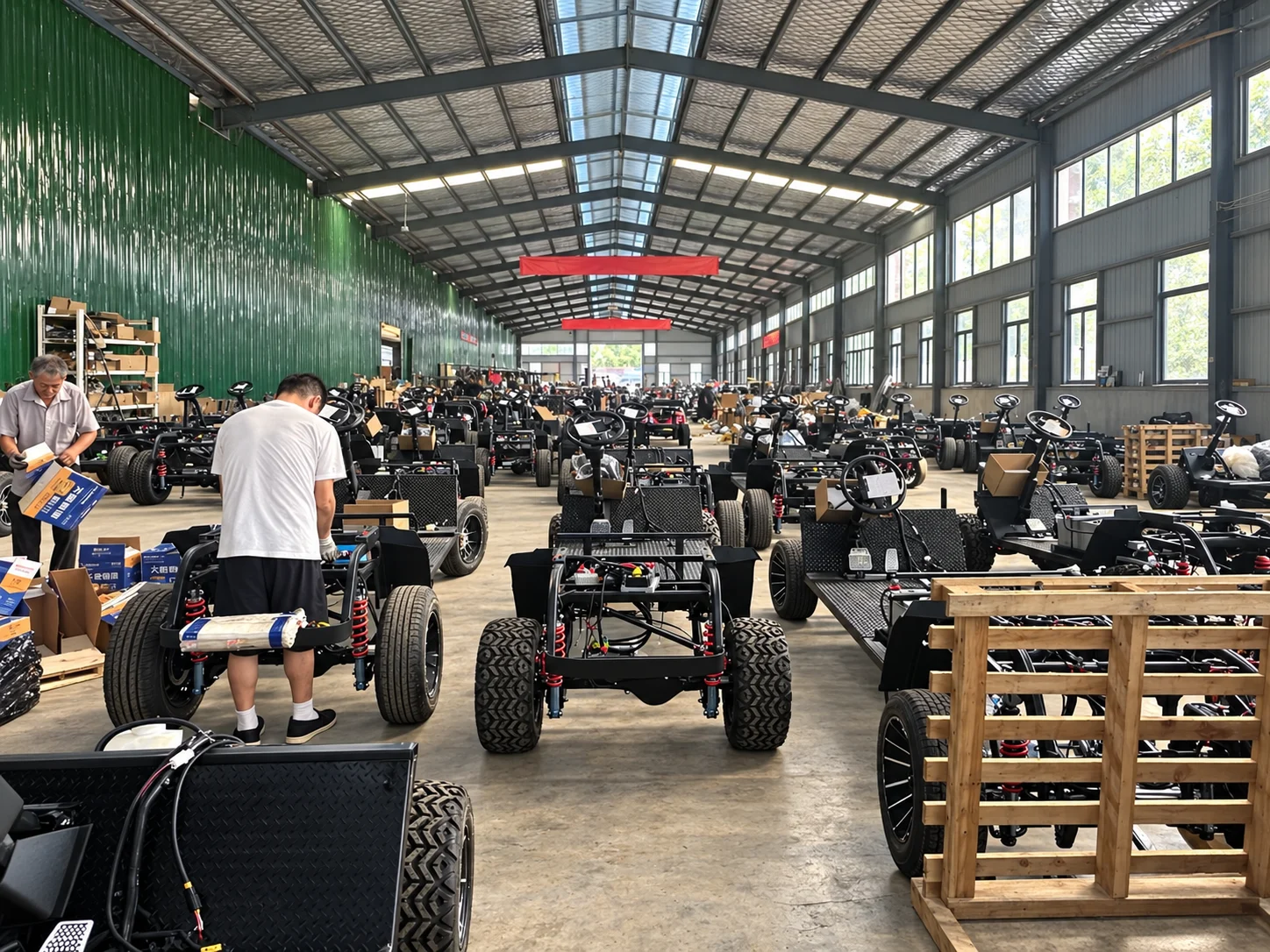 高尔夫球车底盘装配车间